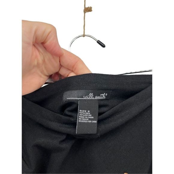 Willi Smith Linen Skirt Size 8 Medium Bohemian Beaded Midi Length Unlined Breath - Picture 3 of 13